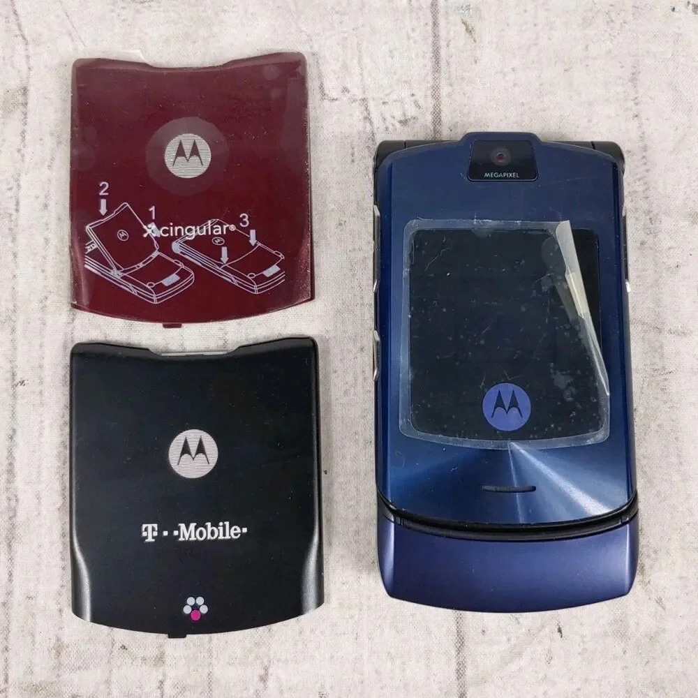 Motorola Razr V3i Flip Cell Phone - CINGULAR Y2K - GSM No Battery MP3 - TESTED